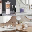 Kit Porta Algodão Multiuso Disco Dispenser Para Hastes Flexíveis Tampa Pote Banheiro Sala Quarto Decoração Presente 4 peças