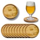Kit Porta Copos Bolacha 8cm Bambu Redondo 10 Pçs Gourmet Mix