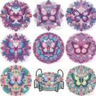 Kit porta copos borboletas diamond painting 8 peças + suport