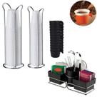 Kit Porta Copos Descartável De Mesa Café Chá Água 50/80/200ml Suporte Porta Sachês Guardanapo Preto - Future
