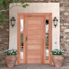 Kit Porta de Abrir Madeira 2 Vitrô 213cmx146cmx12cm PE30 Abertura Direita