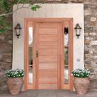 Kit Porta de Abrir Madeira 2 Vitrô 213cmx156cmx12cm PE30 Natural Abertura Esquerda
