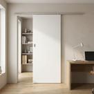 Kit Porta de Correr em MDF com Trilho de Alumínio Natural 210x82cm Eucaplac Branco