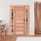 Kit Porta de Madeira 2 Vitrôs 213cmx146cmx12cm Pe28 Esel Abertura Direita
