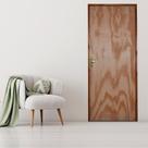 Kit Porta de Madeira 210x60cm Batente 14cm Fechadura Golf Rodam Abertura Esquerda