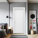 Kit Porta de Madeira 210x70cm Lisa Laqueada Esquerda Moldufama