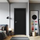 Kit Porta de Madeira 210x70cm Lisa Laqueada Moldufama Abertura Esquerda