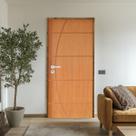 Kit Porta de Madeira 210x72cm Batente 11cm Fechadura Stilo Belissima 5 Rodam Abertura Direita