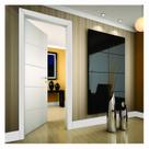 Kit Porta de Madeira 210x80cm Frisada Laqueada Moldufama Abertura Direita