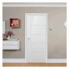 Kit Porta de Madeira 210x80cm Frisada Laqueada Moldufama Abertura Direita