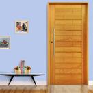 Kit Porta de Madeira 210x82cm Batente 14cm Fechadura Externa Rolete Rodam Abertura Esquerda