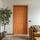 Kit Porta de Madeira 210x82cm Batente 14cm Fechadura Stilo Belissima 5 Rodam Abertura Direita