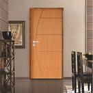 Kit Porta de Madeira 210x82cm Batente 9cm Fechadura Stilo Belissima 6 Rodam Abertura Esquerda Marrom/Imbuia