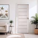 Kit Porta de Madeira 215x66cm Batente 16cm com Guarnição Cristal Primer Uniportas Abertura Esquerda