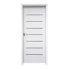 Kit Porta de Madeira 215x97cm Batente 20cm com Guarnição Cristal Primer Uniportas Abertura Esquerda