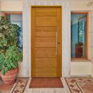 Kit Porta de Madeira BBB 210x92cm Batente 14cm Fechadura Rolete Rodam Abertura Esquerda