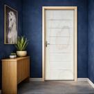 Kit Porta de Madeira Completa Cristal Amescla Sarrafeada 215cm X 77cm Uniportas