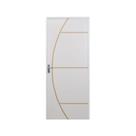 Kit Porta de Madeira Decorada 212x65cm com Batente de Aluminio 3,6cm Gáucha Mgm Abertura Esquerda