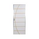 Kit Porta de Madeira Decorada 212x65cm com Batente de Alumínio 3,6cm Neblina MGM Abertura Esquerda Branco