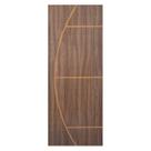 Kit Porta de Madeira Decorada 212x75cm com Batente de Alumínio 3,6cm Gaúcha Mgm Abertura Direita