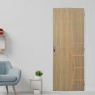 Kit Porta de Madeira Decorada 215x65cm com Batente de Aço 6cm Cantareira Mgm Abertura Direita