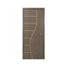 Kit Porta de Madeira Decorada 215x74cm com Batente de Mdf Ultra 12cm Cantareira Mgm Abertura Direita
