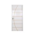 Kit Porta de Madeira Decorada 215x74cm com Batente de Mdf Ultra 12cm Neblina Mgm Abertura Direita