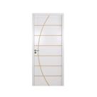 Kit Porta de Madeira Decorada 215x74cm com Batente de MDF Ultra 16cm Neblina MGM Abertura Direita Branco