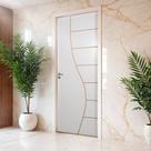 Kit Porta de Madeira Decorada 215x75cm com Batente de Aço 06cm Cantareira Mgm Abertura Esquerda