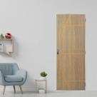 Kit Porta de Madeira Decorada 215x75cm com Batente de Aço 6cm Gaúcha Mgm Abertura Direita