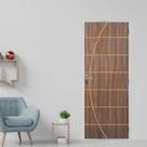 Kit Porta de Madeira Decorada 215x75cm com Batente de Aço 6cm Neblina Mgm Abertura Esquerda