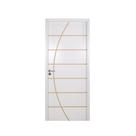 Kit Porta de Madeira Decorada 215x84cm com Batente de MDF Ultra 16cm Neblina MGM Abertura Esquerda Branco