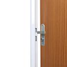 Kit Porta de Madeira Decorada 215x85cm com Batente de Aço 06cm Cantareira MGM Abertura Esquerda