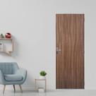 Kit Porta de Madeira Lisa 215x65cm com Batente de Aço 12cm Açomad Mgm Abertura Esquerda