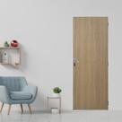 Kit Porta de Madeira Lisa 215x65cm com Batente de Aço 6cm Açomad Mgm Abertura Esquerda