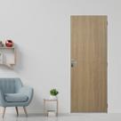 Kit Porta de Madeira Lisa 215x85cm com Batente de Aço 12cm Açomad Mgm Abertura Direita