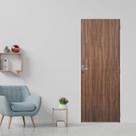 Kit Porta de Madeira Lisa 215x95cm com Batente de Aço 06cm Açomad Mgm Abertura Esquerda