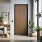 Kit Porta de Madeira Lisa Imbuia 210x82cm Batente 18cm Uniportas Abertura Direita