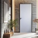 Kit Porta de Madeira Lisa Primer 210x92cm Batente 7,5cm Uniportas Abertura Esquerda
