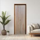 Kit Porta de Madeira Mescla Camarão 210x62cm Batente 11cm Rodam Abertura Esquerda