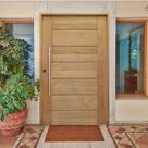 Kit Porta de Madeira Pivotante 210x140cm Batente 14Cm Fechadura 803 Rolete 3B Hale Esquadrias