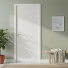 Kit Porta de Madeira Reversível com Batente 8cm Regulável e Fechadura 210x80cm Pinhal Branco