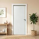 Kit Porta de Madeira Sarrafeada 210x72cm Batente 9,5cm e Fechadura Abertura Esquerda SOMAD