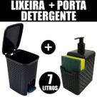 Kit Porta Detergente E Esponja + Lixeira 7 Litros Com Pedal - LOJA DO ABENÇOADO