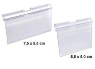 KIT Porta Etiqueta de Preço PVC transparente KIT 50 Peças - 7,5x5,5 cm e 5,5x5,0 cm - display gancho