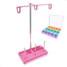 Kit Porta Fio Suporte Carretel + Estojo Bobina Costura Linha Kit Porta Fio Suporte Carretel + Estojo Bobina Costura Linha