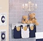 Kit Porta Fralda /treco Coroa Marinho Quarto Bebe 3 Peças