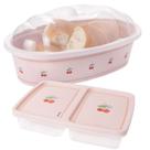 Kit Porta Frios com Divisória e Porta Pães 2 peças rosa Plasutil