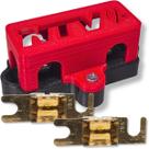 Kit porta fusível mini faca midi com tampa e 2 fusíveis midi para som automotivo barramento 12v