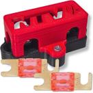 Kit porta fusível mini faca midi com tampa e 2 fusíveis midi para som automotivo barramento 12v